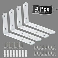 Alise 4 Pcs Shelf Bracket Stainless Steel Brackets Heavy Duty Corner Brace Support Fastener Wall Hanging,JM80B-4P Black